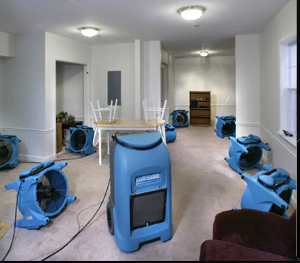 Air movers and dehumidifier setup for Water Damage Restoration in Westlake
