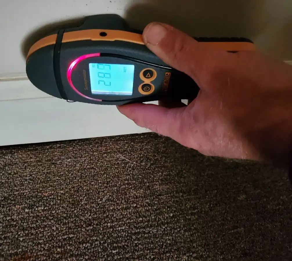 Moisture detection at baseboard during Sewage Cleanup & Sanitation in Westlake